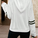 Lune sudadera con capucha de manga larga y hombros caidos para mujer, estampado floral minimalista y holgado, otono