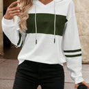 Lune sudadera con capucha de manga larga y hombros caidos para mujer, estampado floral minimalista y holgado, otono