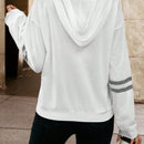 Lune sudadera con capucha de manga larga y hombros caidos para mujer, estampado floral minimalista y holgado, otono
