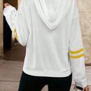 Lune sudadera con capucha de manga larga y hombros caidos para mujer, estampado floral minimalista y holgado, otono