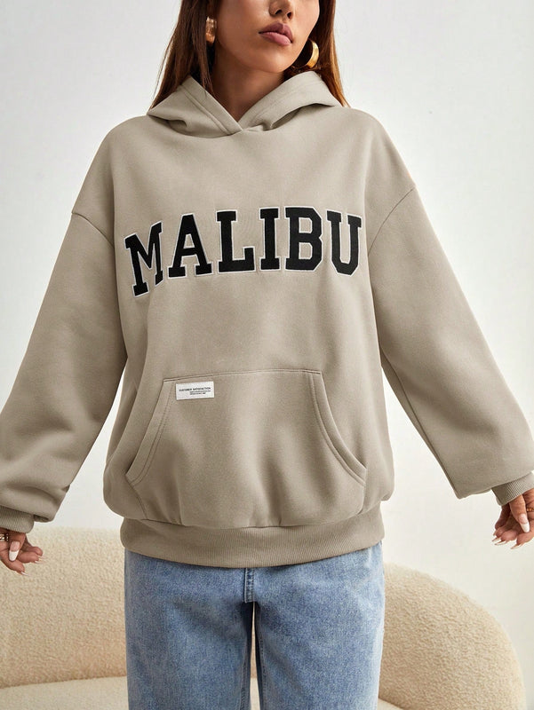 Ezwear sudadera informal con capucha y bolsillo con estampado de letras, para otono/invierno
