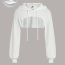 Ezwear sudadera corta con capucha y cordon para mujer