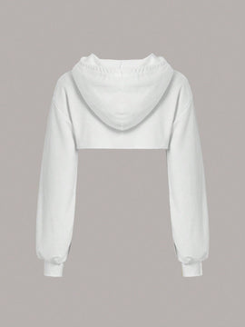 Ezwear sudadera corta con capucha y cordon para mujer