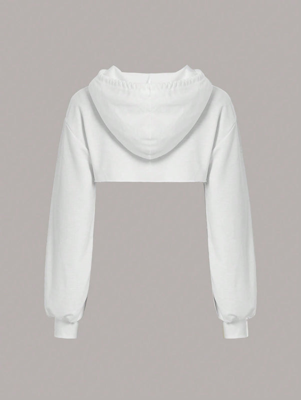 Ezwear sudadera corta con capucha y cordon para mujer