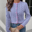 Franclia cardigan casual corto de punto con botones con forma de corazon para mujer, para otono/invierno