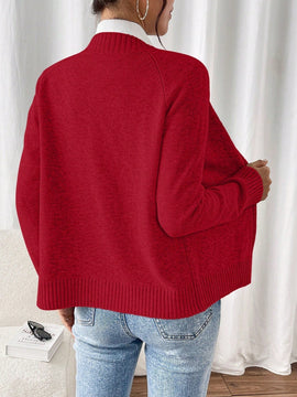 Essnce cardigan casual de mangas raglan con cierre delantero de cremallera, de unicolor, para otono/invierno