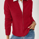 Essnce cardigan casual de mangas raglan con cierre delantero de cremallera, de unicolor, para otono/invierno