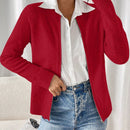 Essnce cardigan casual de mangas raglan con cierre delantero de cremallera, de unicolor, para otono/invierno