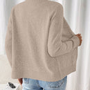 Essnce cardigan casual de mangas raglan con cierre delantero de cremallera, de unicolor, para otono/invierno