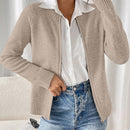 Essnce cardigan casual de mangas raglan con cierre delantero de cremallera, de unicolor, para otono/invierno