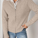 Essnce cardigan casual de mangas raglan con cierre delantero de cremallera, de unicolor, para otono/invierno