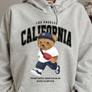 Ezwear sudadera con capucha informal para mujer con estampado de oso de dibujos animados y letra jiege, apta para otono/invierno