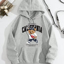 Ezwear sudadera con capucha informal para mujer con estampado de oso de dibujos animados y letra jiege, apta para otono/invierno