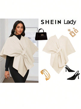 Lady poncho para mujer con diseno de drapeado en la cintura y lazo