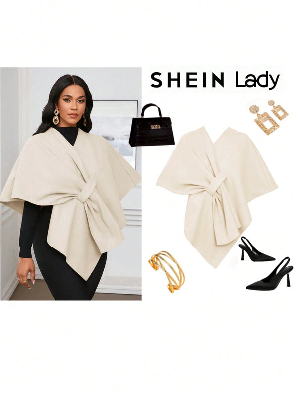 Lady poncho para mujer con diseno de drapeado en la cintura y lazo