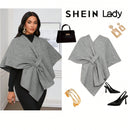 Lady poncho para mujer con diseno de drapeado en la cintura y lazo