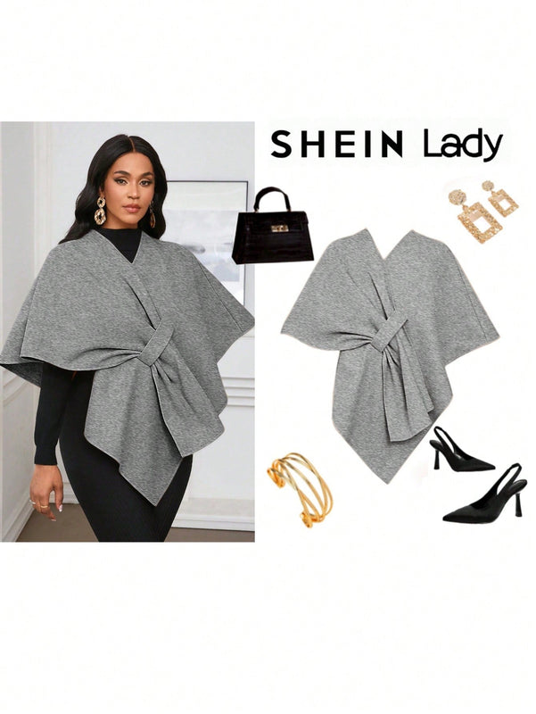 Lady poncho para mujer con diseno de drapeado en la cintura y lazo