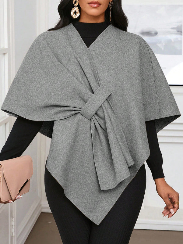 Lady poncho para mujer con diseno de drapeado en la cintura y lazo
