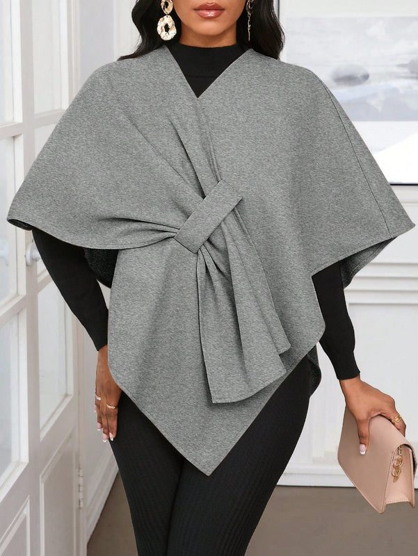 Lady poncho para mujer con diseno de drapeado en la cintura y lazo