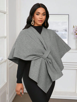 Lady poncho para mujer con diseno de drapeado en la cintura y lazo