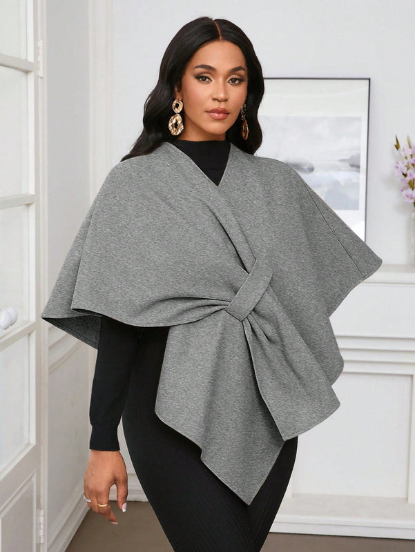 Lady poncho para mujer con diseno de drapeado en la cintura y lazo
