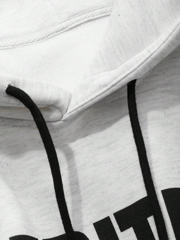 Dazy sudadera con capucha casual holgada de manga larga y hombros caidos con estampado de letras, ropa de calle de otono para mujer