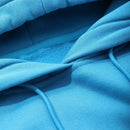 Dazy sudadera casual de mujer con bolsillo tipo kanguro y grafico de letras, sudadera con capucha azul