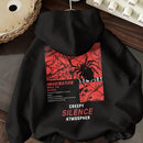 Ezwear sudadera holgada informal con estampado de arana minimalista, color negro, para mujer, con forro polar grueso, apta para otono/invierno