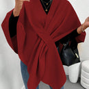 Clasi poncho/capa de mujer de unicolor, chaqueta de lana informal para otono/invierno