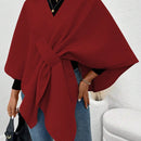 Clasi poncho/capa de mujer de unicolor, chaqueta de lana informal para otono/invierno