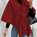 Clasi poncho/capa de mujer de unicolor, chaqueta de lana informal para otono/invierno