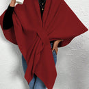 Clasi poncho/capa de mujer de unicolor, chaqueta de lana informal para otono/invierno