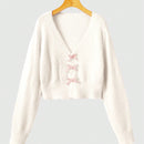 Romwe kawaii cardigan con lazo y contraste de color para mujer