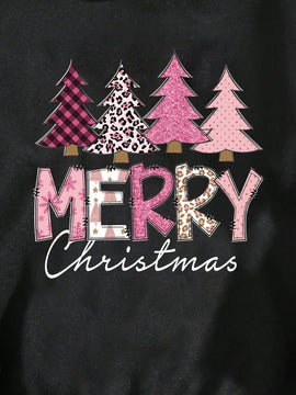 Essnce sudadera con capucha navidena con estampado de leopardo rosa'