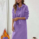 Essnce 1 pieza vestido-sudadera con capucha de felpa de manga larga con cordon de mujer, casual, para otono/invierno