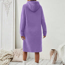 Essnce 1 pieza vestido-sudadera con capucha de felpa de manga larga con cordon de mujer, casual, para otono/invierno
