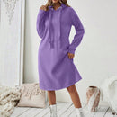 Essnce 1 pieza vestido-sudadera con capucha de felpa de manga larga con cordon de mujer, casual, para otono/invierno