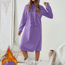 Essnce 1 pieza vestido-sudadera con capucha de felpa de manga larga con cordon de mujer, casual, para otono/invierno