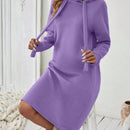 Essnce 1 pieza vestido-sudadera con capucha de felpa de manga larga con cordon de mujer, casual, para otono/invierno