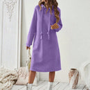 Essnce 1 pieza vestido-sudadera con capucha de felpa de manga larga con cordon de mujer, casual, para otono/invierno