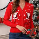 Goyrrbay cardigan corto de manga larga para mujer sueter navideno feo cardigan de punto con botones y bordados en el frente abierto