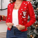 Goyrrbay cardigan corto de manga larga para mujer sueter navideno feo cardigan de punto con botones y bordados en el frente abierto