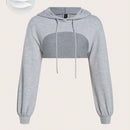 Ezwear sudadera corta con capucha de cordon solido para mujer