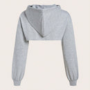 Ezwear sudadera corta con capucha de cordon solido para mujer