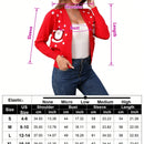 Goyrrbay cardigan corto de manga larga para mujer sueter navideno feo cardigan de punto con botones y bordados en el frente abierto