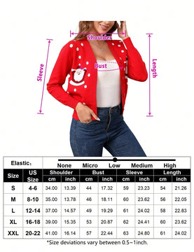 Goyrrbay cardigan corto de manga larga para mujer sueter navideno feo cardigan de punto con botones y bordados en el frente abierto