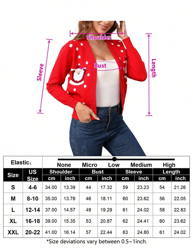Goyrrbay cardigan corto de manga larga para mujer sueter navideno feo cardigan de punto con botones y bordados en el frente abierto