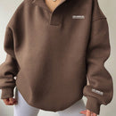 Essnce sudadera con capucha casual negra para mujer con bordado de color liso