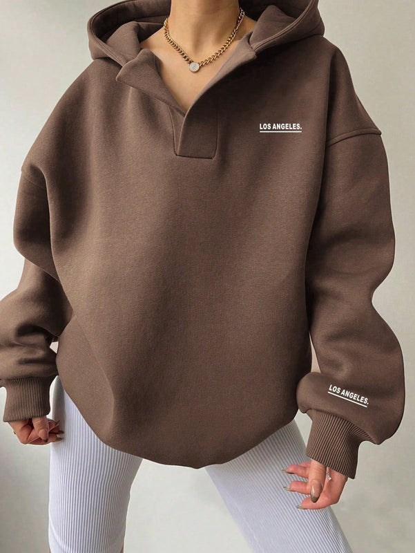 Essnce sudadera con capucha informal con estampado de letras para mujer, para uso diario