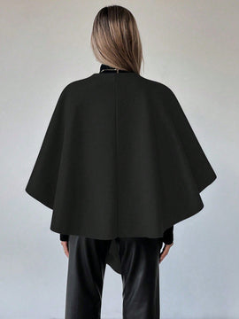 Clasi capa abrigo de lana asimetrica y holgada de diseno de moda de un solo color, para otono/invierno